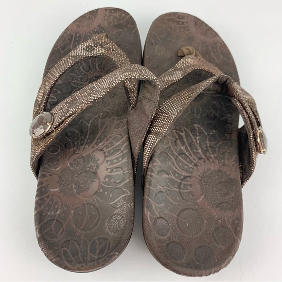 Vionic Orthaheel Cocoa Brown Snake Reptile Print Orthopedic Sandal Flip Flops 7 - Picture 6 of 8